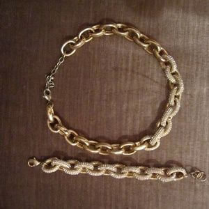 J Crew    Gold  necklace and Bracelet